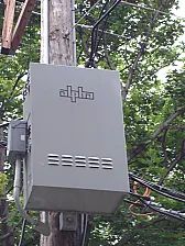 green electrical box |  Hello,I just moved into an apartment.  There is a green box on a telephonepole...