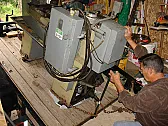 Lathe on the way |  Could you lift one end at a time and put blocks under the pallet?My engine hoist...