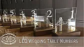 Glowing engraved acrylic wedding table numbers with printed bases |  The trickiest bit here had to be taking a hand-drawn sketch and getting it to...